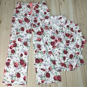 Karen Neuburger Pajama Set XL NWT Rose Floral RLK0336 English Beauty Cotton Knit